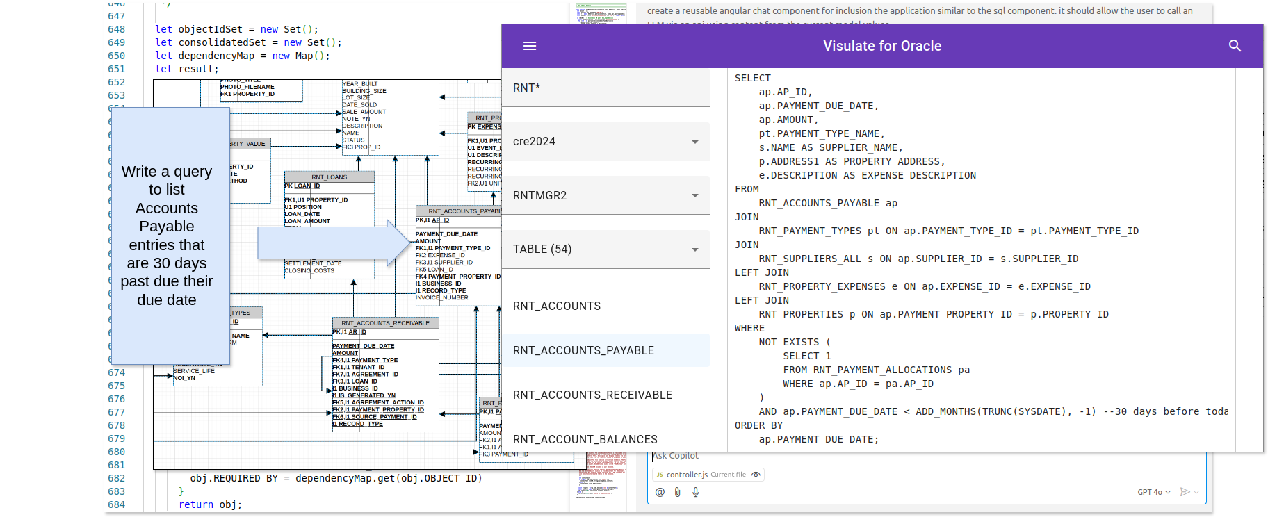 AI code generation for database objects